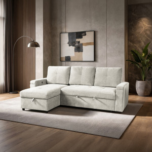 Breeze 2pcs 2 Seater Sleeper Sofa W Storage Chaise Sand