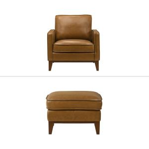 Caspar 2pcs Chair & Ottoman Caramel