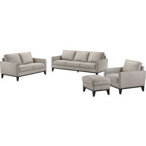 Aaron 3 PCS Leather Manual Sofa/Love/Chair Mist Gray