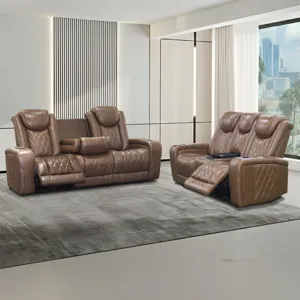 Dorian 2pcs Leather P2 Sofa/Love W/Power Headrest, Footrest & Cooler-