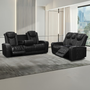 Dorian 2pcs Leather P2 Sofa/Love W/Power Headrest, Footrest & Cooler-