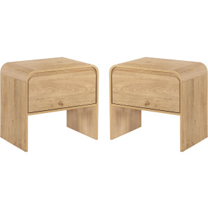 Mara 2pcs One Drawer End Table Bedside Table-Natural