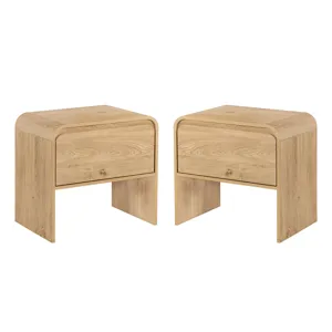 Mara 2pcs One Drawer End Table Bedside Table-Natural