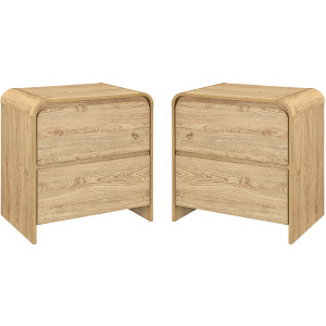 Mara 2pcs Two Drawer End Table Bedside Table-Natural