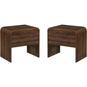 Mara 2pcs One Drawer End Table Bedside Table-Walnut
