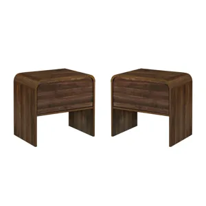 Mara 2pcs One Drawer End Table Bedside Table-Walnut