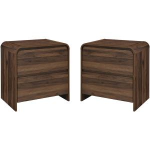 Mara 2pcs Two Drawer End Table Bedside Table-Walnut