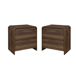 Mara 2pcs Two Drawer End Table Bedside Table-Walnut