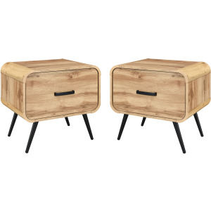 Rowan 2pcs One Drawer End Table Bedside Table-Natural