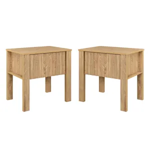 Thayer 2pcs One Drawer End Table Bedside Table-Natural