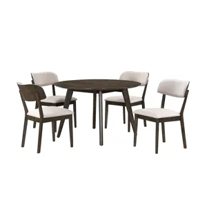 Rex 48\" Round Dining Table And 4 Open Back Chairs