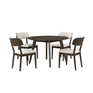 Rex 48\" Round Dining Table And 4 Open Back Chairs