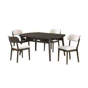 Rex-65\" Round Dining Table With Leaves And 4 Chairs