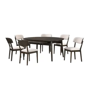 Rex-65\" Round Dining Table With Leaves And 6 Chairs