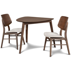 Oscar Corner Table And 2 Chairs-Walnut/Natural Cushions