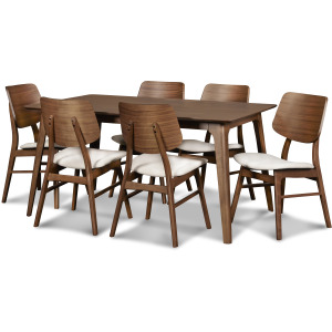Oscar Rectangle Table And 6 Chairs-Walnut/Natural Cushions