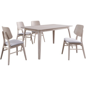 Oscar Rectangle Table And 4 Chairs-White Ash