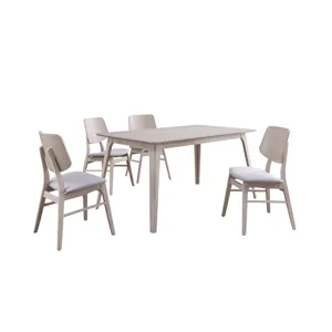 Oscar Rectangle Table And 4 Chairs-White Ash