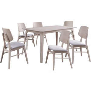 Oscar Rectangle Table And 6 Chairs-White Ash