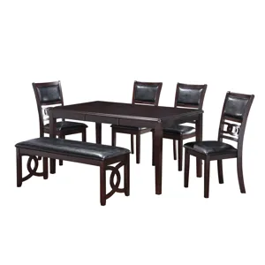 Gia 6 PC Dining Table, 4 Chairs & Bench-Ebony