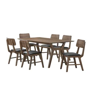 Thea 70\" Rectangular Dining Table W 6 Black Chairs