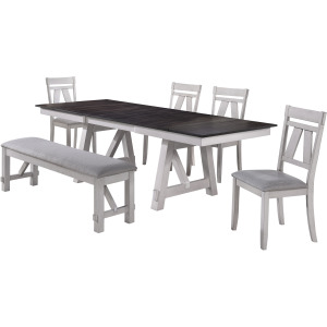 Maisie Dining Table W 4 Chairs & Bench