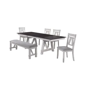 Maisie Dining Table W 4 Chairs & Bench