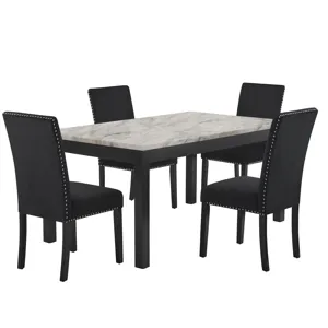 Celeste 64\" Dining Table W 4 Black Chairs