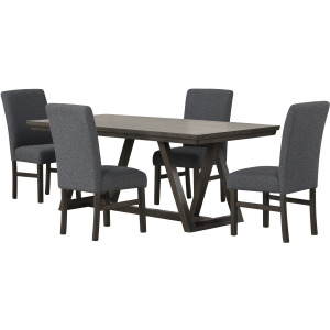 High Line Dining Table And 4 Gray Chairs