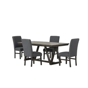 High Line Dining Table And 4 Gray Chairs
