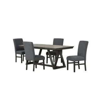 High Line Dining Table And 4 Gray Chairs