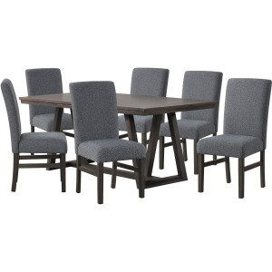 High Line Dining Table And 6 Gray Chairs