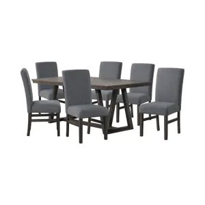 High Line Dining Table And 6 Gray Chairs