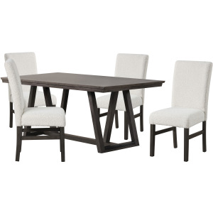 High Line Dining Table And 4 White Chairs