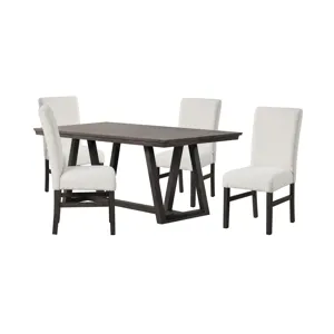 High Line Dining Table And 4 White Chairs