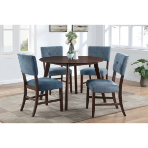 Tioga Dining Table And 4 Blue Chairs