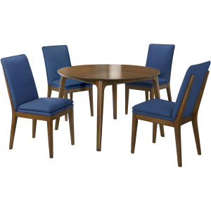 Maggie Round Dining Table 4 Blue Chairs