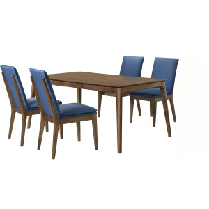 Maggie Dining Table W 4 Blue Chairs