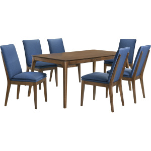 Maggie Dining Table W 6 Blue Chairs