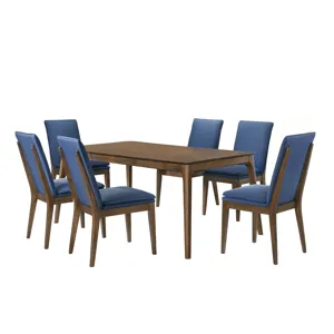 Maggie Dining Table W 6 Blue Chairs