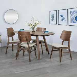 Oscar Drop Leaf Dining Table W 4 Chairs-Walnut/Natural Cush