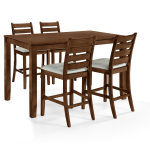 Pascal Counter Table And 4 Chairs Walnut