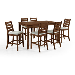 Pascal Counter Dining Table And 6 Chairs Walnut