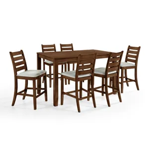 Pascal Counter Dining Table And 6 Chairs Walnut