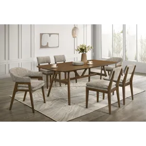 Miller 78" Dining Table W 6 Chairs 4s/2a Walnut
