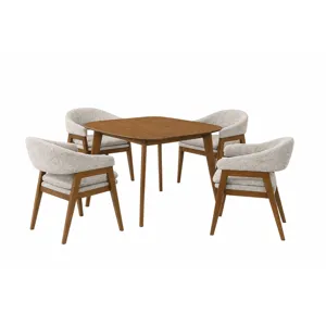 Miller 39" Square Dining Table W 4 Arm Chairs Walnut