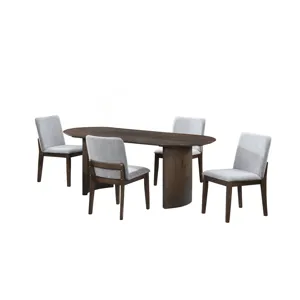 Kody 79\" Oval Fixed-Top Dining Table W 4 Stone Gray Chairs