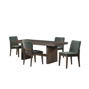 Kody 79\" Rectangle Fixed-Top Dining Table W 4 Forest Green