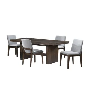 Kody 79\" Rectangle Fixed-Top Dining Table W 4 Stone Gray Chest