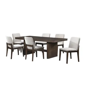 Kody 79\" Rectangle Fixed-Top Dining Table W 6 Cream Chairs